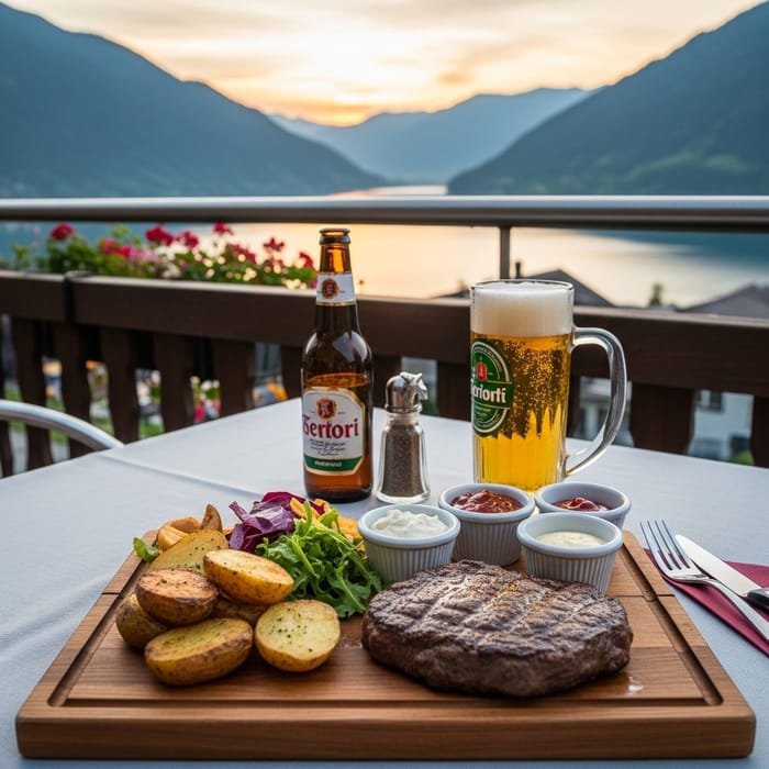 Colorful Steak & Beer Feast | Hills Restaurant Terrace Colorful Steak & Beer Feast | Hills Restaurant Terrace