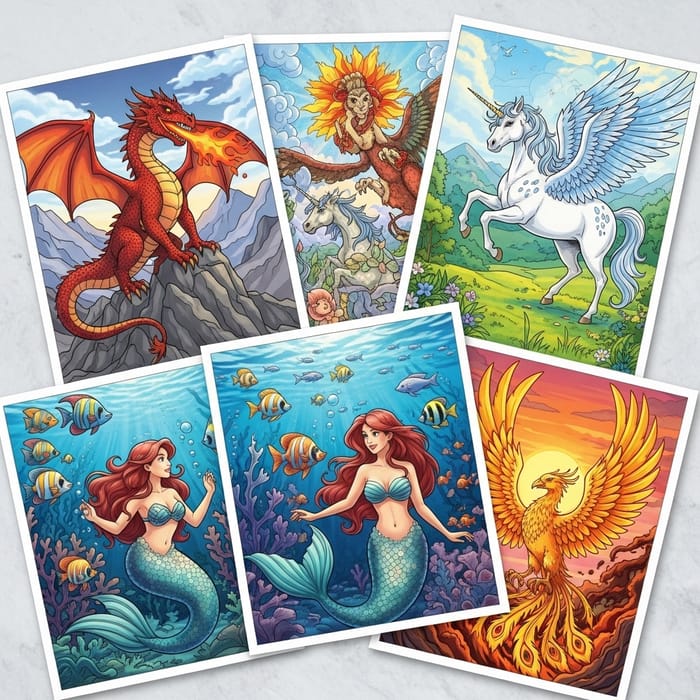 Mythical Creatures Coloring Book for Kids - Explore Fantasy Realms