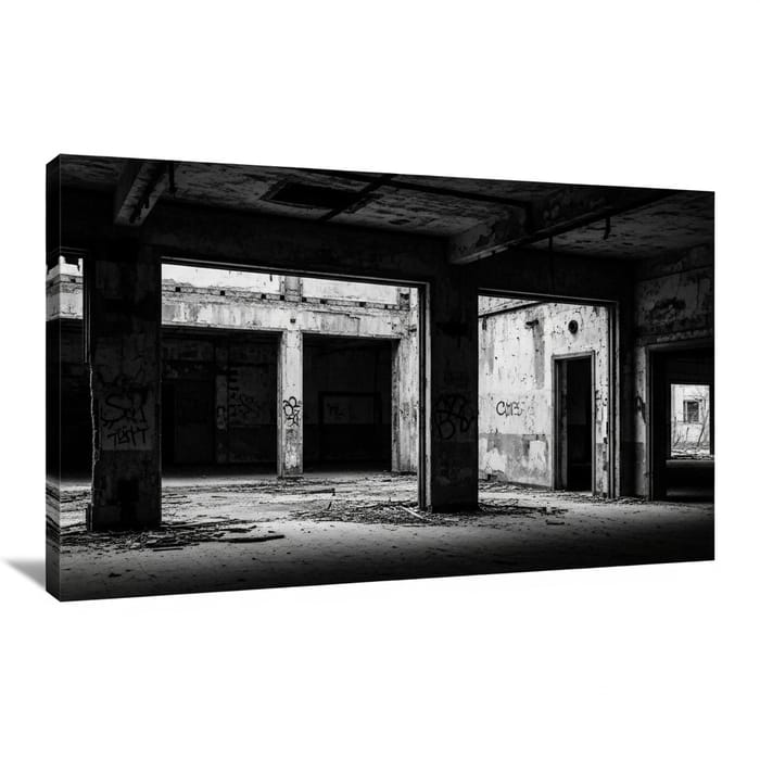 Dramatic Urban Decay: Crumbling Building Black White Photography Dramatic Urban Decay: Crumbling Building Black White Photography