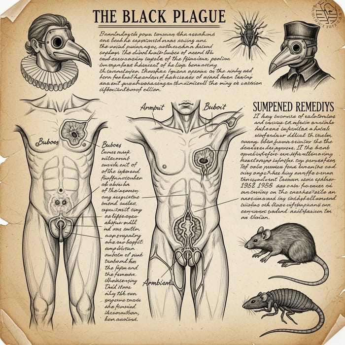 Black Plague Pencil Sketch: Historical Medical Illustration Black Plague Pencil Sketch: Historical Medical Illustration