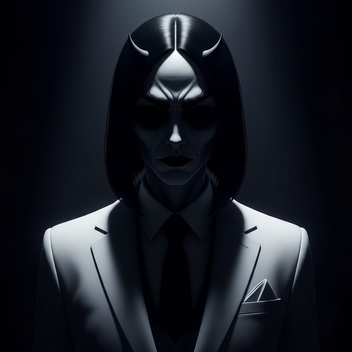Eerie Noir: Sinister Humanoid in Shadows