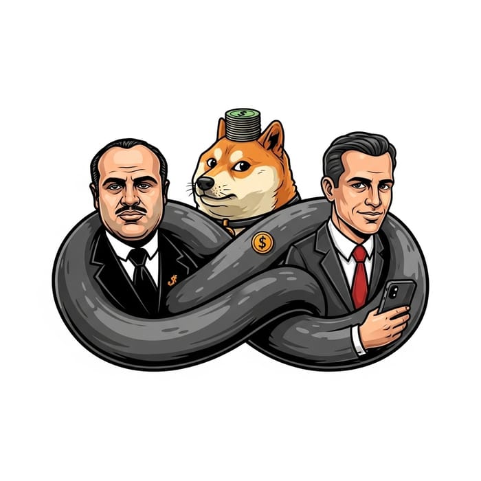 Dynamic Memecoin Logo Featuring Iconic Characters