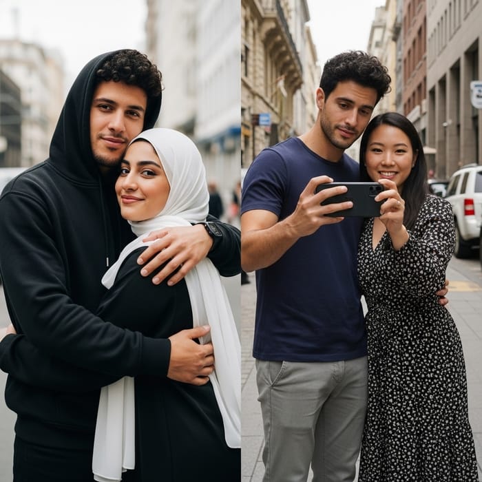 Diverse Couple Selfie | Multicultural Relationship Shot