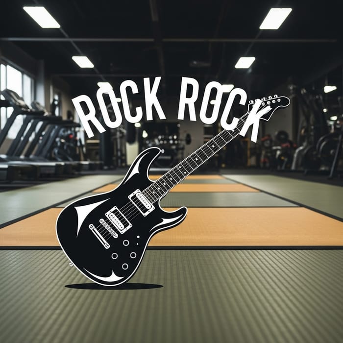 Rock Band Logo with Tatami Mat and Electric Guitar Rock Band Logo with Tatami Mat and Electric Guitar