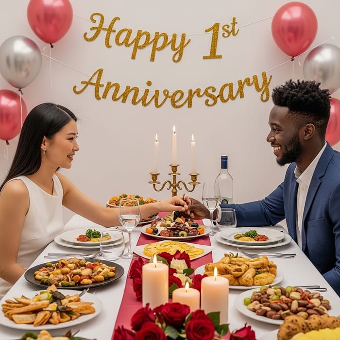 First Wedding Anniversary - Romantic Dinner Celebration First Wedding Anniversary - Romantic Dinner Celebration