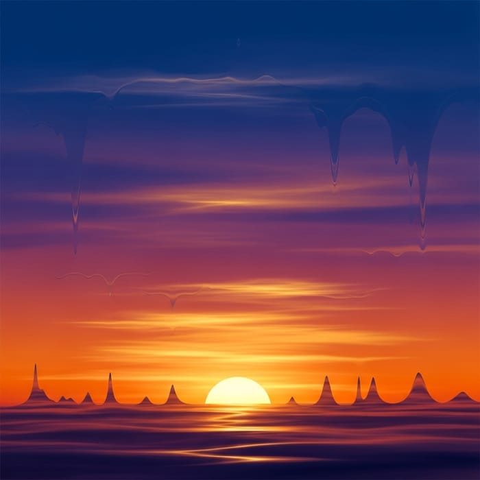 Ethereal Sunset Abstract Art: Warm Oranges, Vibrant Purples & Golds