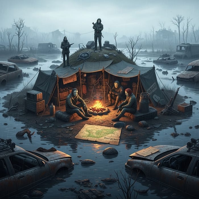 Survival Stories: Nomad Camp in a Post-Apocalyptic Swamp Survival Stories: Nomad Camp in a Post-Apocalyptic Swamp