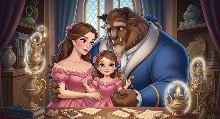 Beauty and the Beast Daughter: The Enchanted Family Portrait Beauty and the Beast Daughter: The Enchanted Family Portrait