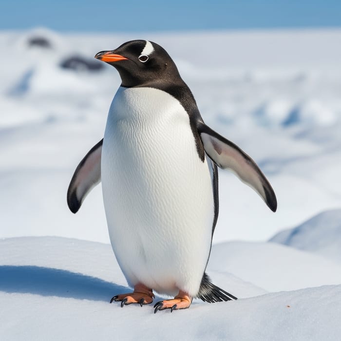 Majestic Penguin on Ice - Antarctic Beauty in Daylight