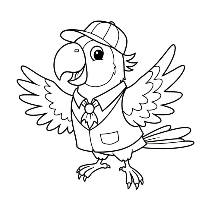 Classic Children's Book Style Parrot Coloring Page for 3-Year-Olds Classic Children's Book Style Parrot Coloring Page for 3-Year-Olds