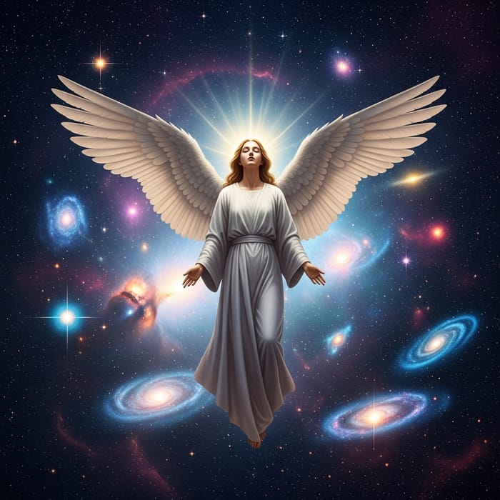 Majestic Angel in Cosmic Serenity