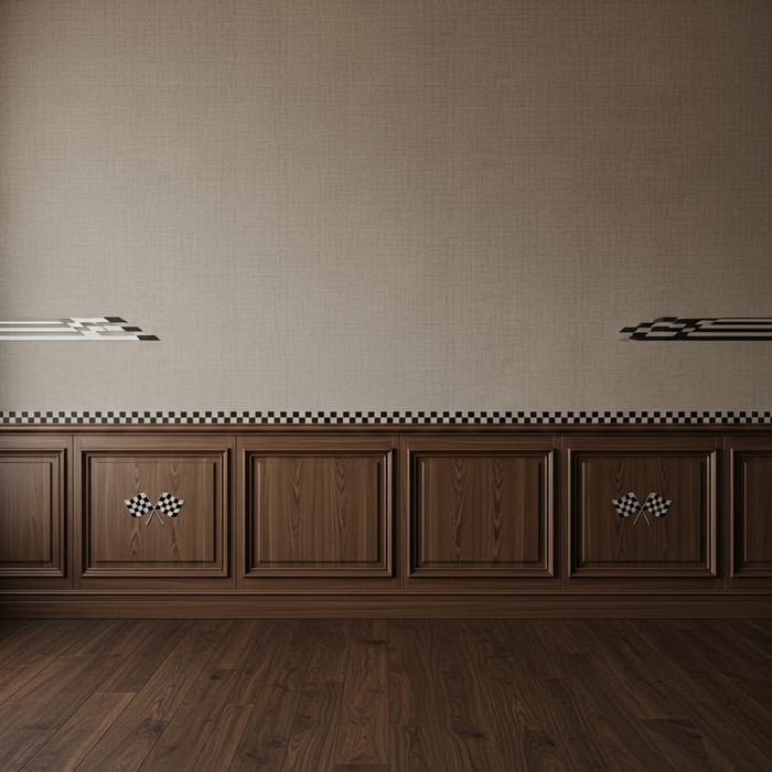 Italian Interior: Dark Brown Parquet and Modern Boiserie Panels