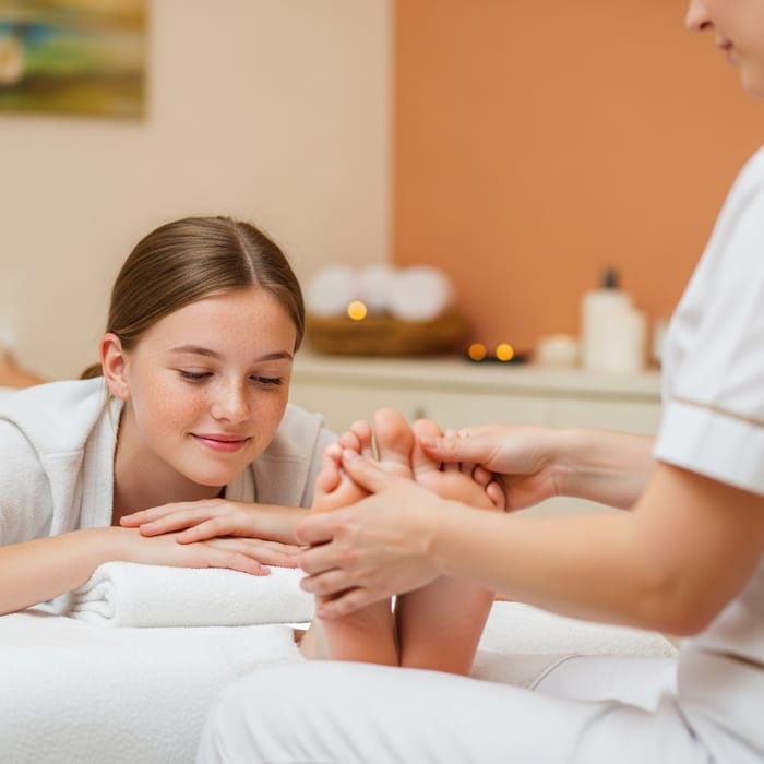 Tranquil Foot Massage Spa Experience for Freckled Teenage Girl