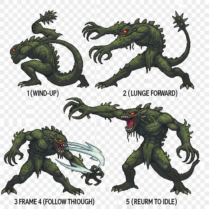 Pixel Art Swamp Monster Attack Animation Pixel Art Swamp Monster Attack Animation