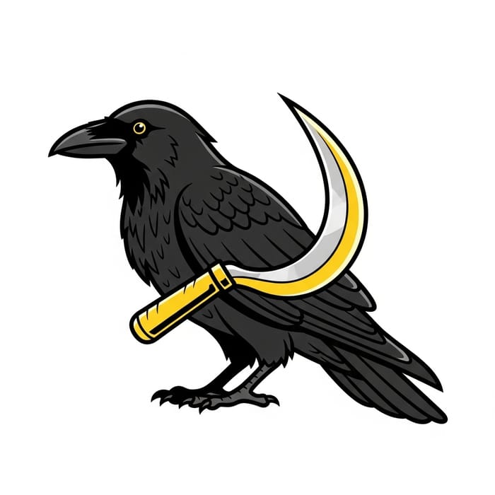 Simple Crow Holding Sickle Clipart for Your Design