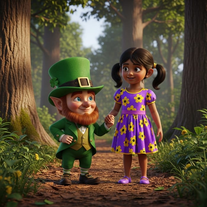 Magical Meeting - Sprite and Young Girl Magical Meeting - Sprite and Young Girl