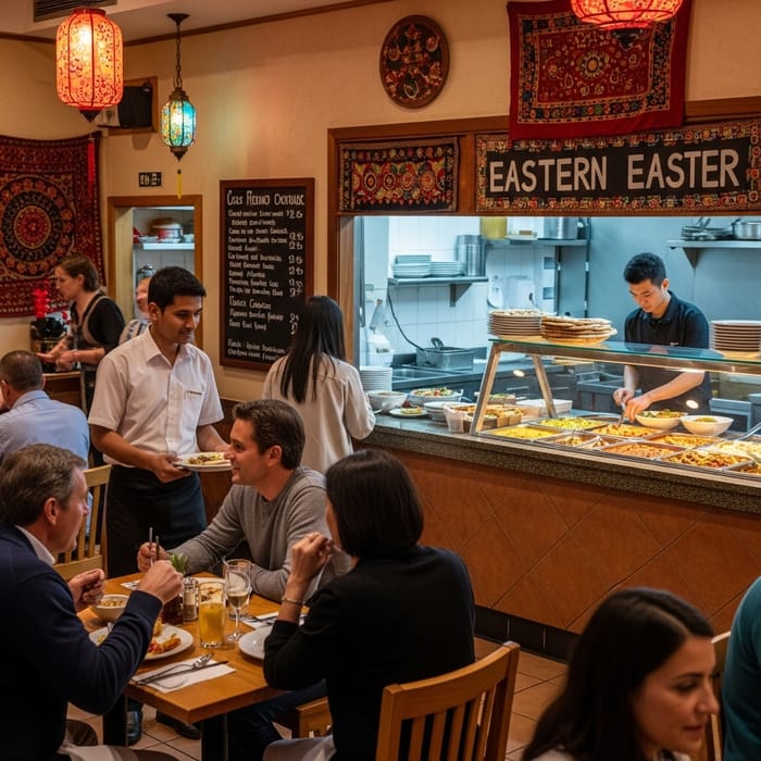 Vibrant Eastern Food Restaurant | Cultural Decor & Welcoming Ambiance