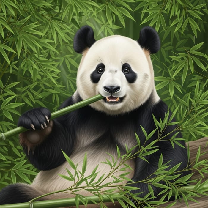 Adorable Panda in Lush Bamboo Grove Adorable Panda in Lush Bamboo Grove