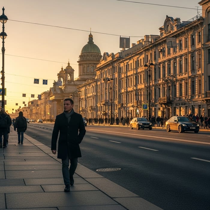 Man on Nevsky Prospect - Saint Petersburg Man on Nevsky Prospect - Saint Petersburg