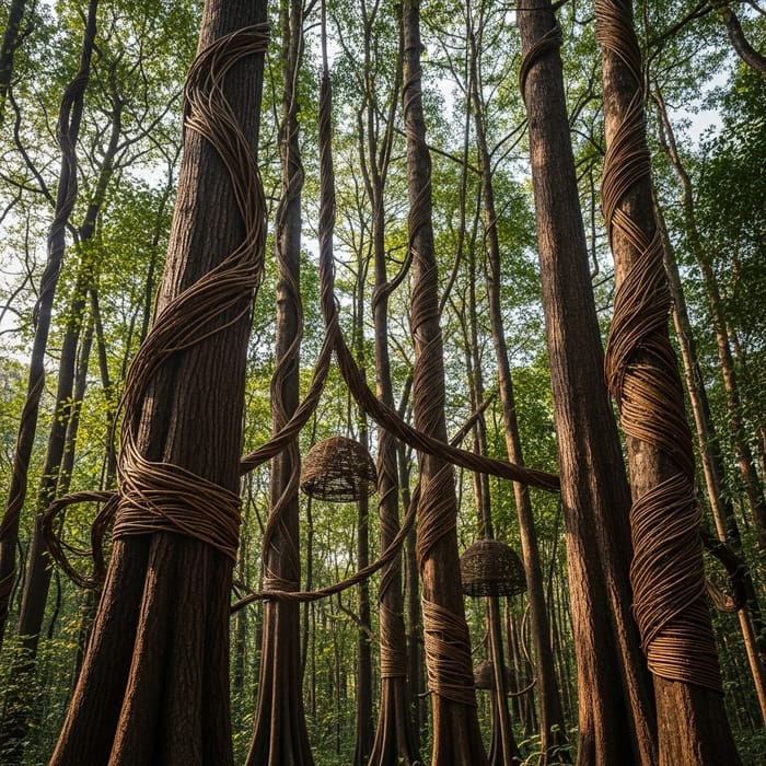Ancient Trees and Rattan in the Forest