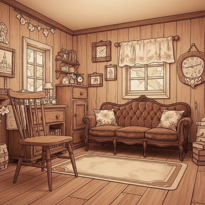 Quaint Old-Style Room with Antique Furniture
