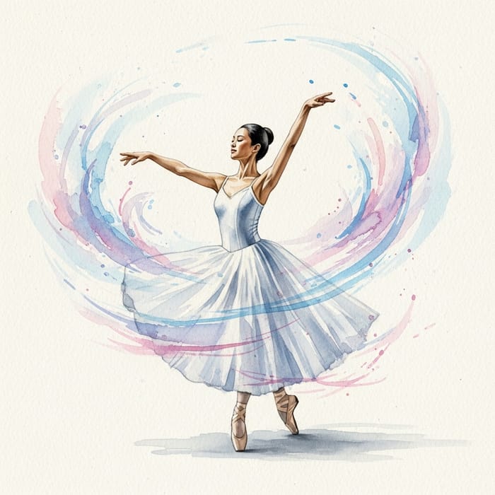 Graceful Ballet Dance Watercolor Art Graceful Ballet Dance Watercolor Art