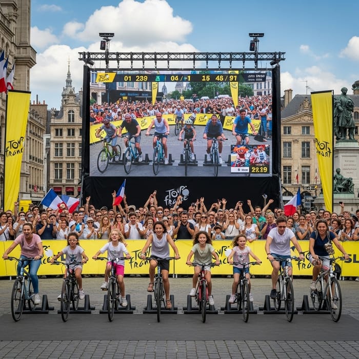 Exciting Bicycle Race in City Square Exciting Bicycle Race in City Square