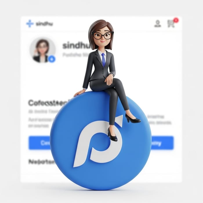 3D Illustration of Animated Woman on LinkedIn Logo