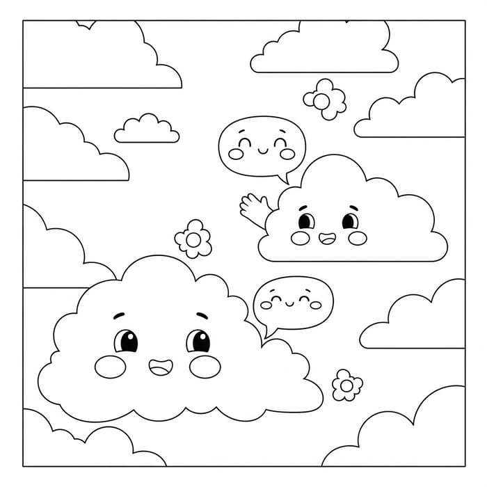 Whimsical Clouds Coloring Page: Spark Joy and Wonder for Kids