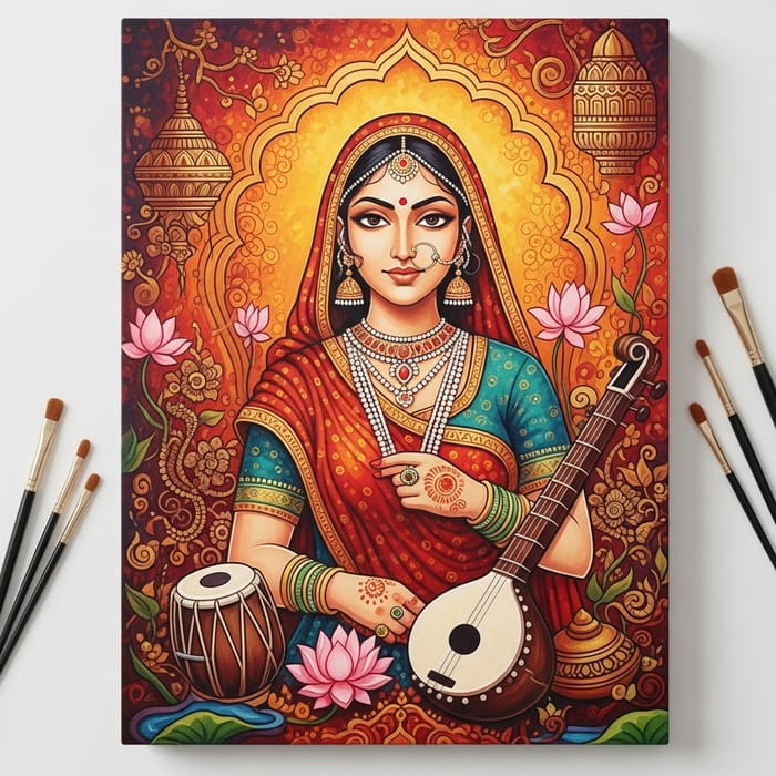 Intricate Indian Culture Painting with Vibrant Colors Intricate Indian Culture Painting with Vibrant Colors