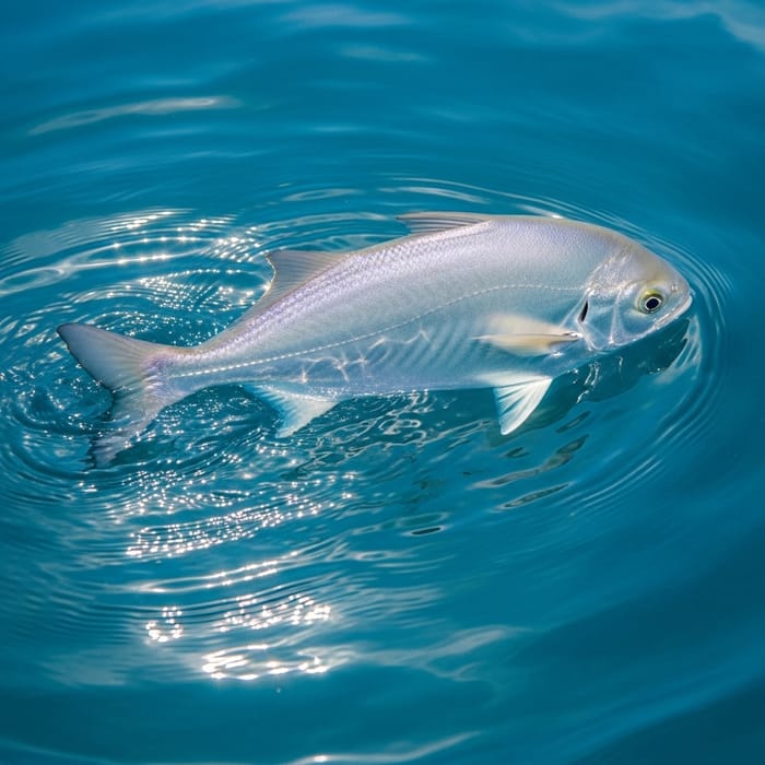 Graceful Silvery Fish in Deep Blue Waters Graceful Silvery Fish in Deep Blue Waters