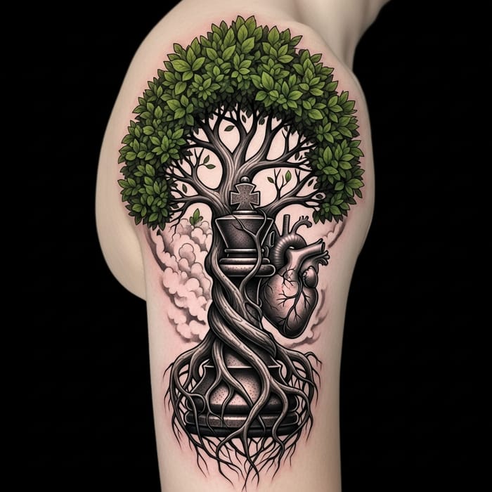 Concept Tattoo Design: Tree, Chess King, Human Heart - Symbolism of Rebirth Concept Tattoo Design: Tree, Chess King, Human Heart - Symbolism of Rebirth