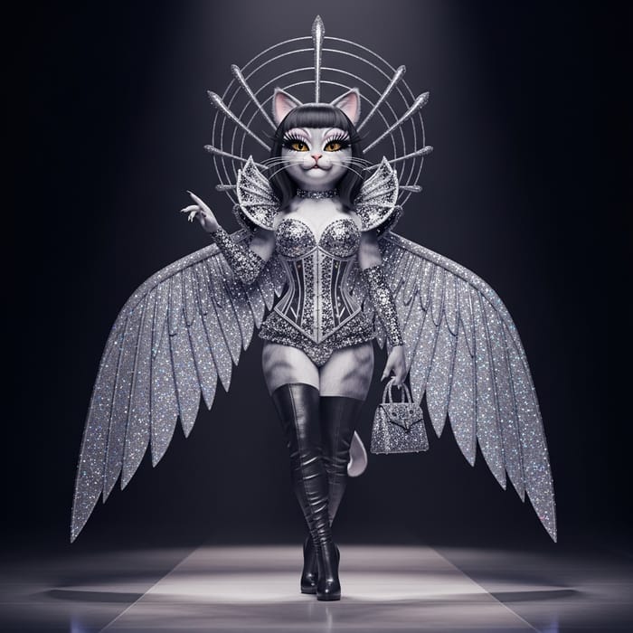 Tom the Cat in Silver Corset and Wings on Drag Race Mainstage Tom the Cat in Silver Corset and Wings on Drag Race Mainstage