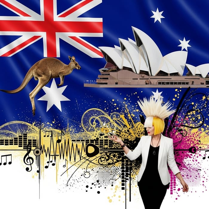 Australian Kangaroo Collage with Sydney Theatre Element