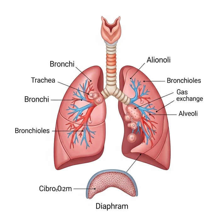 Human Respiratory System: Detailed Diagram for Education Human Respiratory System: Detailed Diagram for Education