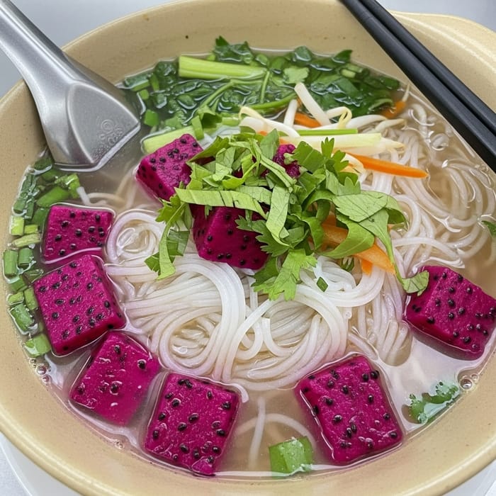 Delicious Dragon Fruit Rice Noodle Soup Recipe