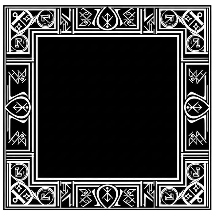 Black Square with White Narrow Medieval Border Black Square with White Narrow Medieval Border