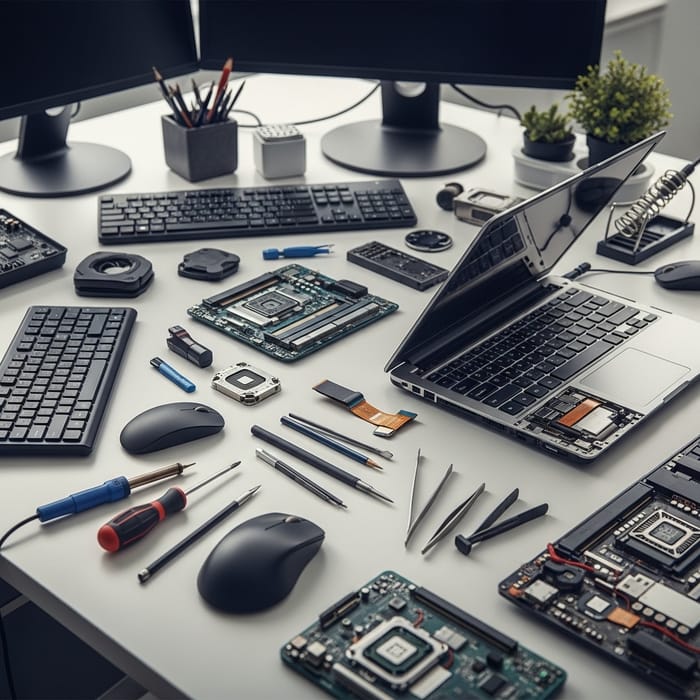 Professional Computer Repair Workspace Background Professional Computer Repair Workspace Background