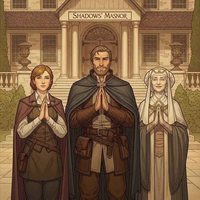 Peace and Gratitude at Shadows' Manor - Digital Illustration