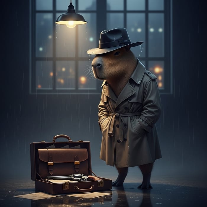 Capybara Detective: Mysterious Noir Attire Capybara Detective: Mysterious Noir Attire