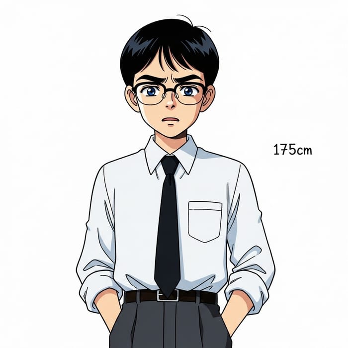 Chic Business Boy with Blue Eyes in Anime Style