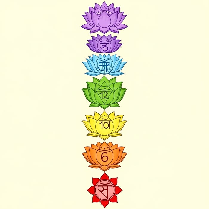 Contemporary Chakra Symbols - Sacred Illustration in Traditional Style