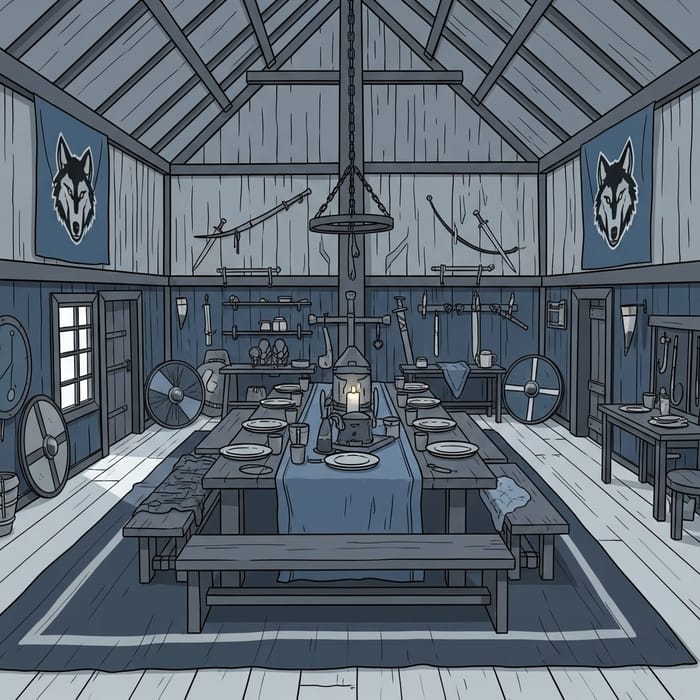 Nordic Warrior Vikings Common Room in Grey Blue Nordic Warrior Vikings Common Room in Grey Blue
