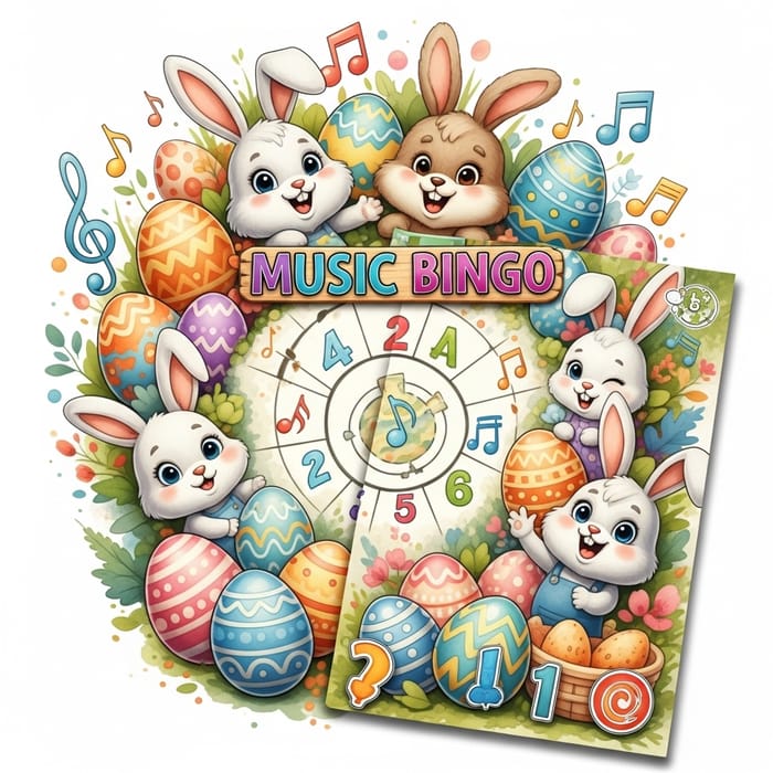 Radiant Easter-Themed Music Bingo Scene | Family-Friendly Fun Radiant Easter-Themed Music Bingo Scene | Family-Friendly Fun