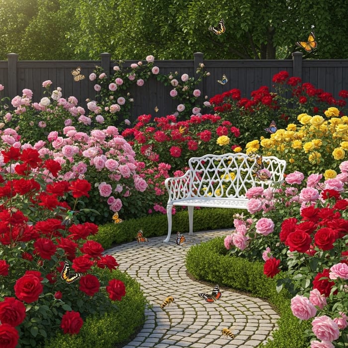 Sunny Rose Garden: Blooms in Every Hue Sunny Rose Garden: Blooms in Every Hue