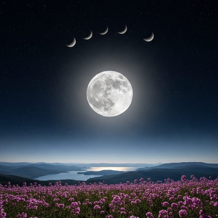Picturesque Spring Full Moon Lunar Eclipse in Deep Space Picturesque Spring Full Moon Lunar Eclipse in Deep Space