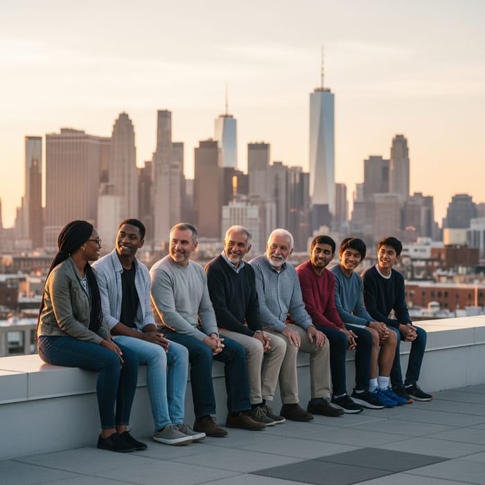 People Enjoying Sunset Together on Rooftop People Enjoying Sunset Together on Rooftop