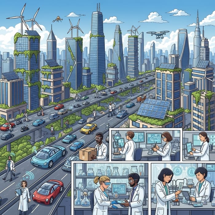 Innovative Science and Technology Marvel | Futuristic Cityscape