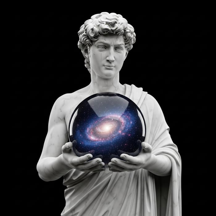 Marble Statue Holding Space Sphere - Intricate Sculpture Marble Statue Holding Space Sphere - Intricate Sculpture