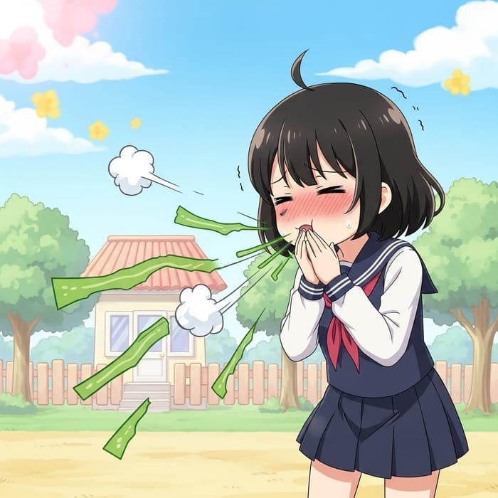 Anime Girl Farting | Humorous Cartoon Illustration Anime Girl Farting | Humorous Cartoon Illustration